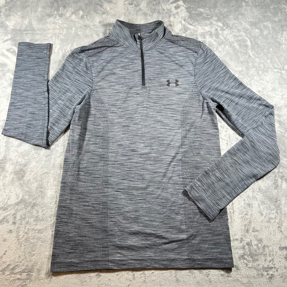Under Armour‎ Mens Threadborne HeatGear 1/4 Zip Pullover Gray Space Dye Small